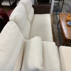 カウチソファー　ホワイト×ダークブラウン