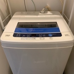 【取引中】洗濯機　AQUA AQW-S60B 6キロ　2014年製造