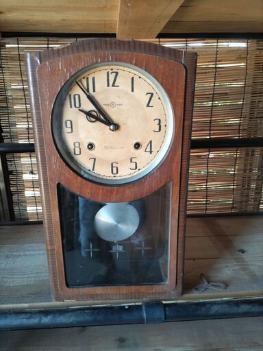 製造年代不明(昭和初期？) アンティーク 柱時計 ゼンマイ式 飾り www