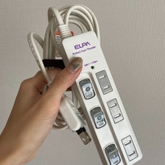 ELPA 電源タップ 雷ガード 個別スイッチ3個口 3m ホワイト