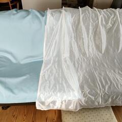 水色カーテンとミラーレスレースカーテンのセット
