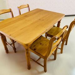 フランスベッド スペイン製 カントリーダイニングテーブル カントリーダイニングチェア 4脚