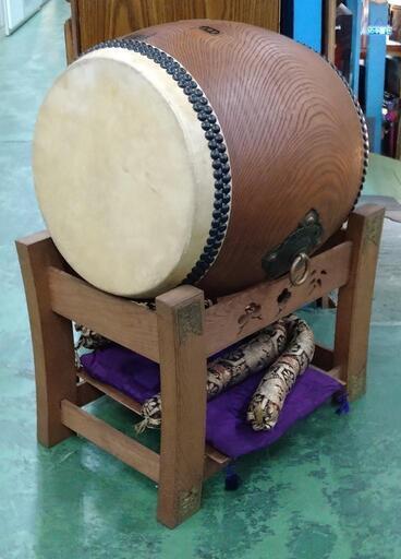 和太鼓　鳳凰印御太鼓　長胴太鼓　堀田新五郎　打楽器　打面33×33　本体高さ約42