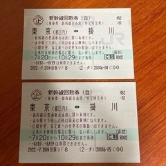 【ネット決済・配送可】新幹線チケット　東京（都区内）掛川間