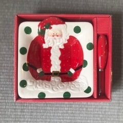 【クリスマス用】サンタさんのお皿(ナイフ付き)