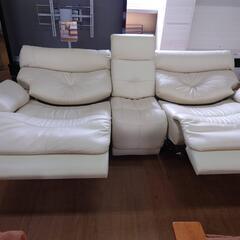 【愛品倶楽部柏店】馬場家具　本革　電動リクライニングワイドソファー