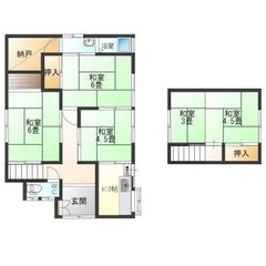 希少戸建て駐車場付き🉐ペット可、社宅、民泊可能🉑6DK🏘敷金、礼...