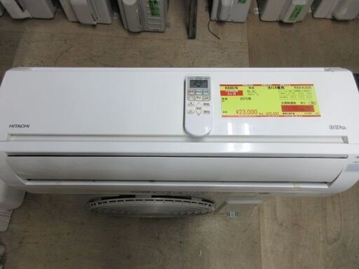 K03576　日立 中古エアコン　主に6畳用　冷房能力　2.2KW ／ 暖房能力　2.2KW