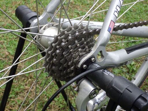 【ヤ取終了11/3】≪T140ジ≫ CANNONDALE/キャノンデール ロードバイク CAAD4 R400 52cm 3×8変速 24段ギア シルバー系/銀赤 自転車 修理ベース/部品取り 現状品