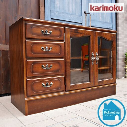 Karimoku(カリモク家具)の人気シリーズCOLONIAL(コロニアル)のQC3607NK サイドボードです！アメリカンカントリースタイルのクラシカルなキャビネットはお部屋を上品な空間に♪CJ208