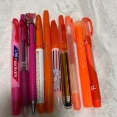 オレンジ　ピンク系　ペン、シャープなど10本セット