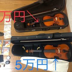 バイオリン2本(5万と1万のもの)と付属品