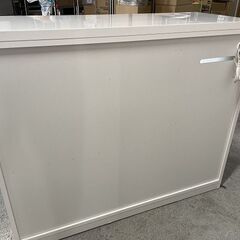 【美品/清掃済み】ニトリ 食器棚 カウンターポスティア 120 WH お洒落 強化ガラス戸 スライド収納 多収納 スムーズスライドレール 作業カウンター