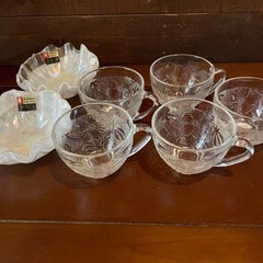 昭和レトロ花柄ティーカップ 5個＆小皿2つセット