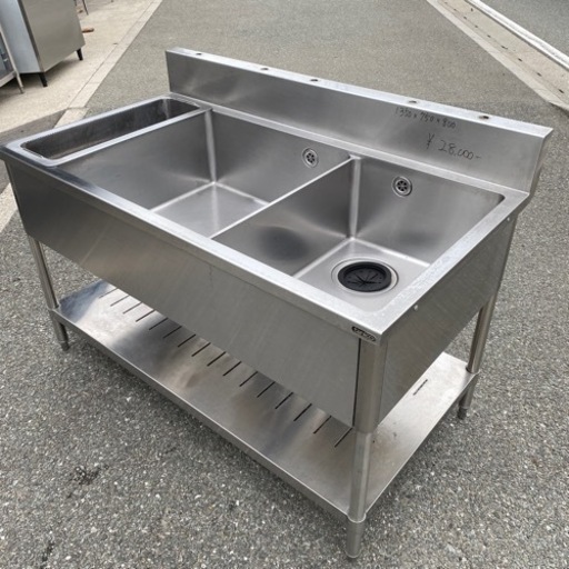 ☆ 中古品　2槽シンク（ゴミ箱付き）　厨房　厨房機器