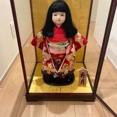 日本人形　市松人形　秀月　ガラスケース付き 日本人形 市松人形 秀月 ガラスケース付き
