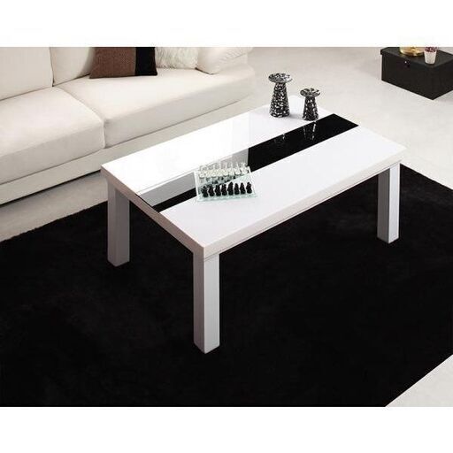 未使用訳あり　アーバンアーバンモダンデザインこたつテーブル 4尺長方形(80×120cm) 　ラスタホワイト　ホワイト/ブラック