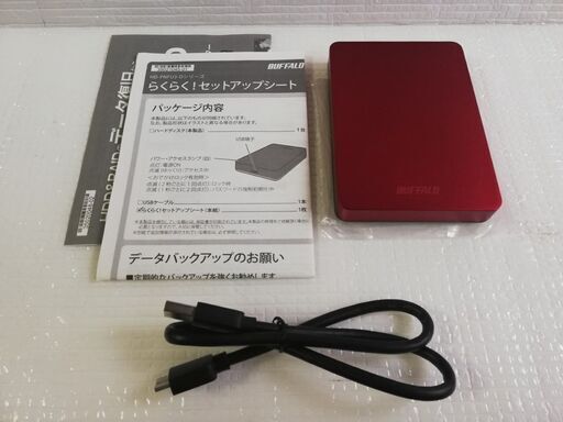 【使用時間:0時間】BUFFALO ポータブル外付け1TB HDD「HD-PNF1.0U3-BRD」USB3.0 中古品