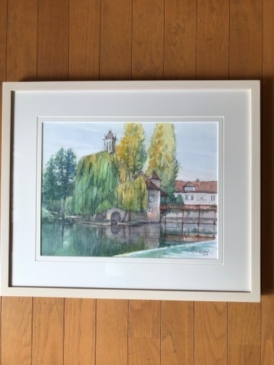 水彩画　林義弘　モレ風景 6630円