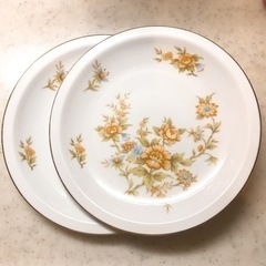 【値下げ】昭和レトロ 花柄の大皿2枚セット アンティーク ヴィン...