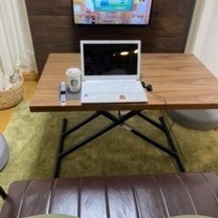 美品、保証付き、昇降ダイニングテーブル(NEW アクティブ ウォルナット)