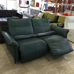 【✨ゆったりサイズ❗️現状販売❗️グリーン❗️クッション付き❗️✨】定価¥400,000 中村家具 リクライニング2Pソファ 