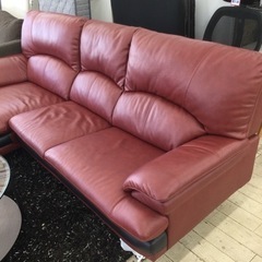 【✨ゆったりサイズ❗️レッド❗️モダンテイスト❗️✨】定価¥140,000 L字ソファ カウチソファ ソファー ワインレッド 3Pソファー ソフトレザー 