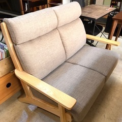 2人掛け ソファ ソファー ベージュ 布製 ヘッドレスト付き ナチュラル