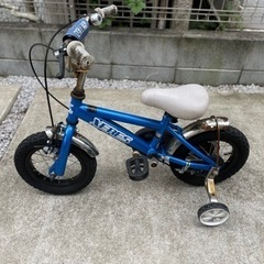 【値下げ】補助輪付き自転車　メタリックブルー　12インチ