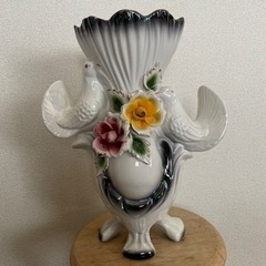 アンティーク  置物  花瓶  鳩  バラ