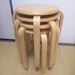 【受け渡し者決定】木製スツール（椅子）4個セット