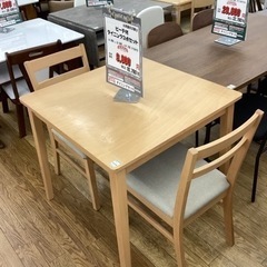 KJ-67【新入荷　リサイクル品】ビーチ材　ダイニング3点セット　ナチュラル