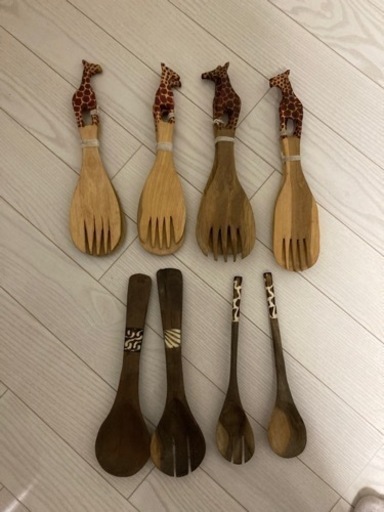インテリアにも！未使用品アフリカのヒルトンホテル購入サラダサーバースプーンセットお譲りします。