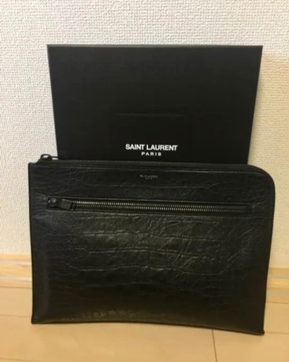 サンローラン  クラッチバッグ クロコ エンボス ドキュメントケース