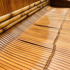 竹の健康長椅子(テーブル、フットレスト付　梅里竹芸製　取りに来てくださる方)