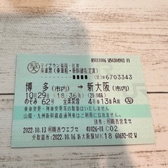新幹線チケット 博多⇄新大阪 （往復）