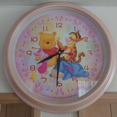 壁掛け時計　ぷーさん時計　ディズニー　アナログ　ピンク　直径450mm