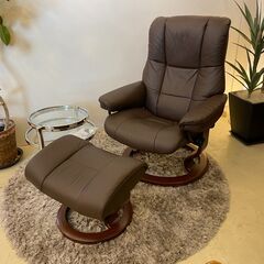 宇都宮でオシャレな家具を探すなら『オトワリバース！』美品 Ekornes エコーネス メイフェア 本革 ストレスレスチェア＆オットマン Ｍ ブラウン 北欧 ノルウェー 中古品