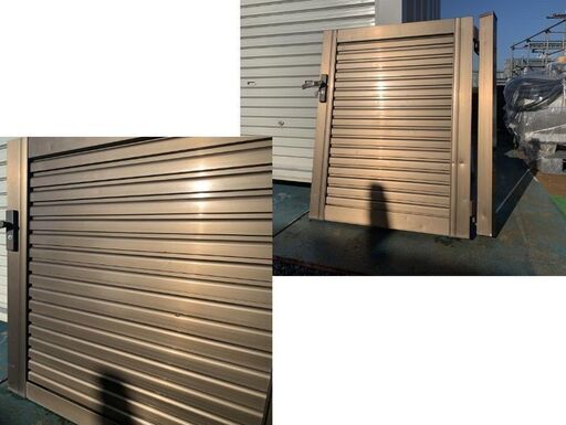 【埼玉県引き取り】アルミ製片開き門扉　支柱付き 90cm x 100cm ブラウン【超特価】