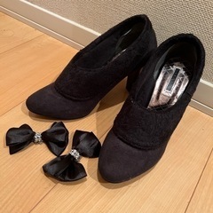 ショートブーツ　靴　24 黒 