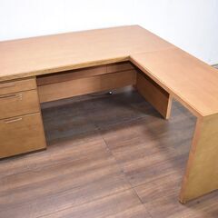 【ヤフ取引終了11/11】≪y431≫美品 カリモク L字 システムデスク/社長デスク/サイドデスク キャビネット付 オフィス/書斎 41015-02