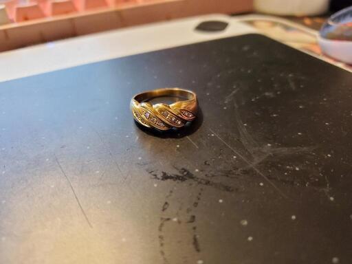 K18ゴールド 0.10ctメレダイヤの指輪17号