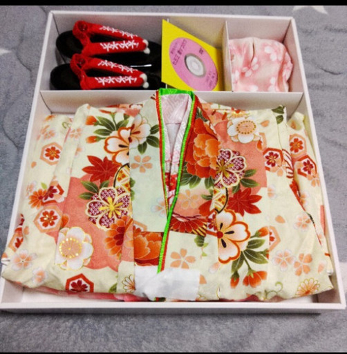 フルセットmayumiマユミ 3歳 着物 被布セットベージュピンク