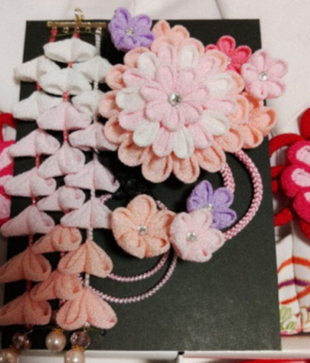 七五三7歳着物フルセット白イエローの地ピンクの桜着物ピンクの