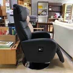 フットレスト付き リクライニングチェア 黒 ソファ ブラック 椅子 1人 