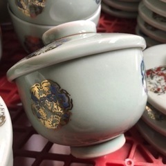 【昭和レトロ】九谷焼　蓋付き茶碗　5個セット