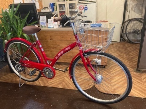26インチ 6段変速 ledオートライト付き レッド