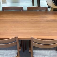 【美品】NAGANO INTERIOR ナガノインテリア ダイニングテーブル 5点セット DT605-5S3A WN-WN 木目ブラウン テーブル／チェア×4【ユーズドユーズ名古屋天白店】J2171