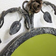 ヨーロッパビンテージ アンティークウォールミラー 薔薇 アイアン