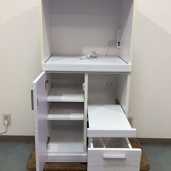 （11/6受渡済）JT5570【三環ジャパン 食器棚 幅60cm】美品 レンジボード キッチン収納 レンジ台 キッチンカウンター 食器棚 キッチン収納